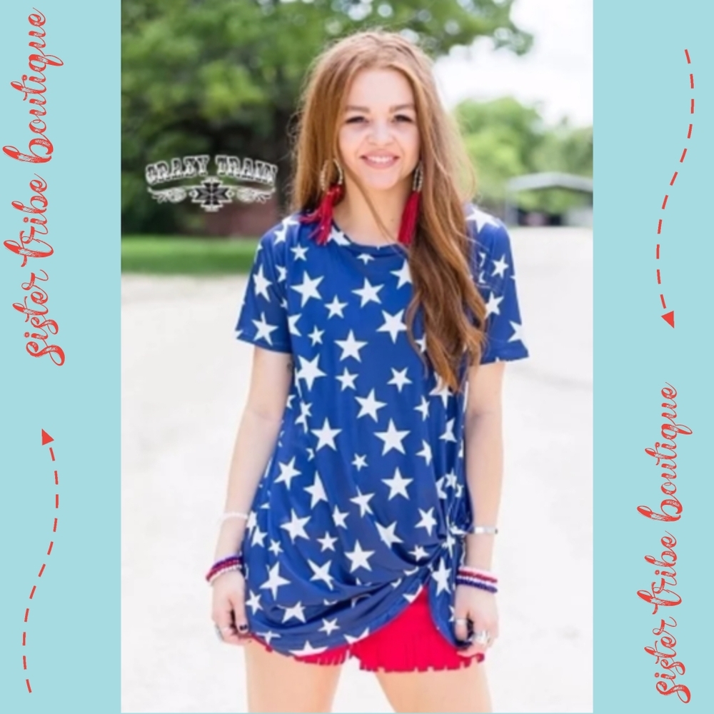 Royal Blue Star Knot Top